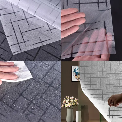 Vista 4 de Película de privacidad para ventana, calcomanía decorativa extraíble de vidrio, vinilo 3D con bloqueo solar y UV, calcomanías para ventanas