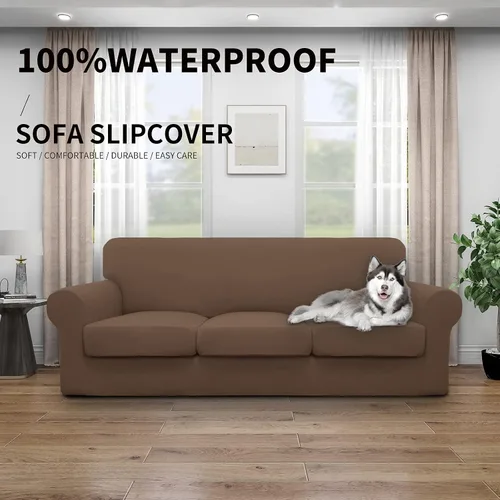 Vista 118 de Easy-Going Funda de sofá suave 100% impermeable doble de 4 piezas para perros, funda de sofá para sofá de 3 cojines separados, protector de muebles