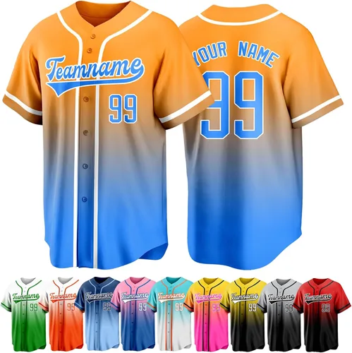 Vista 6 de Custom Baseball Jersey Personalized Short Sleeve Team Sport Uniform Baseball Shirt for Men Women Youth Boy