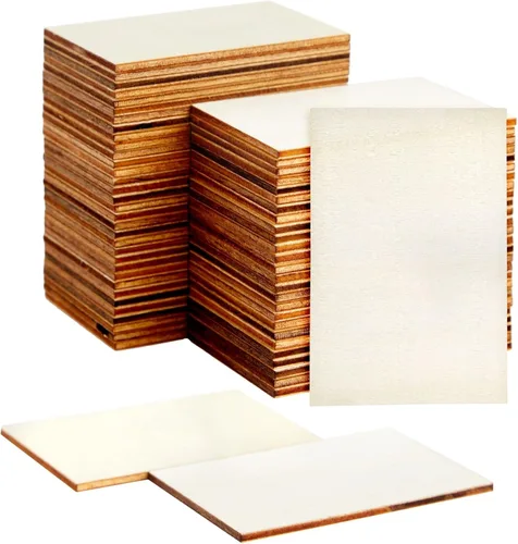 60 Pack Unfinished Wood Rectangles for Crafts, 2x3 Wooden Pieces for Painting, DIY Projects, Decorations, Engravings