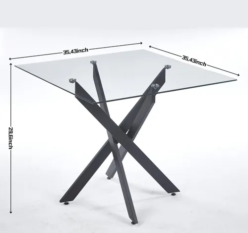 Vista 104 de Mesa de comedor redonda de 36 pulgadas para 4, mesas de cocina y comedor de cristal, moderna mesa de comedor circular con mesa de vidrio templado