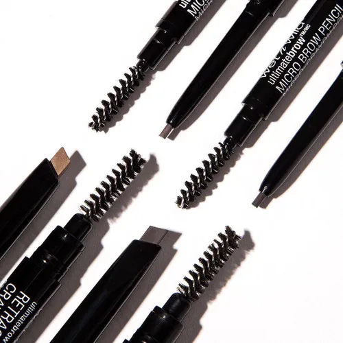 Vista 8 de wet n wild Lápiz definidor retráctil de cejas definitivo, color marrón ceniza, cepillo de cejas de doble cara, punta fina, formas, define, rellena