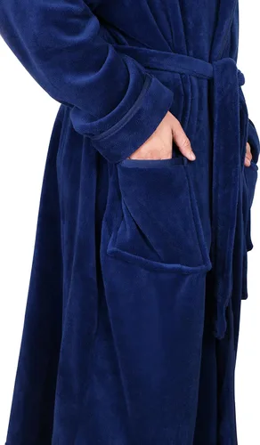 Vista 5 de NY Threads Mens Hooded Fleece Robe - Plush Long Bathrobes