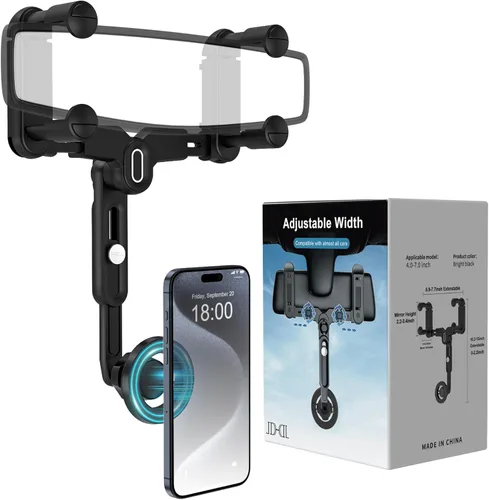 Vista 8 de Soporte de teléfono para automóvil, soporte de teléfono para espejo retrovisor, giratorio y retráctil, soporte de teléfono para espejo retrovisor