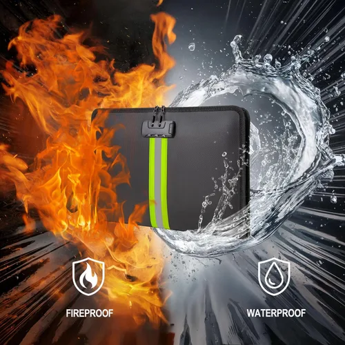Vista 2 de Bolsa de documentos ignífuga con cerradura, cubierta de silicona que no pica, bolsa de dinero resistente al fuego para efectivo, bolsa