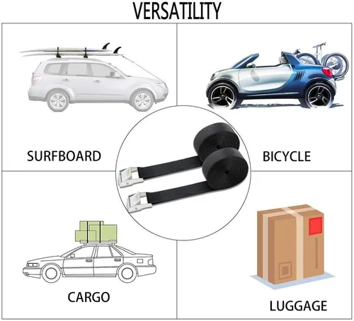 Vista 2 de Xstrap correas de amarre con trinquete (6 unidades, 8 pies 1-pulgada), Negro, XS16006