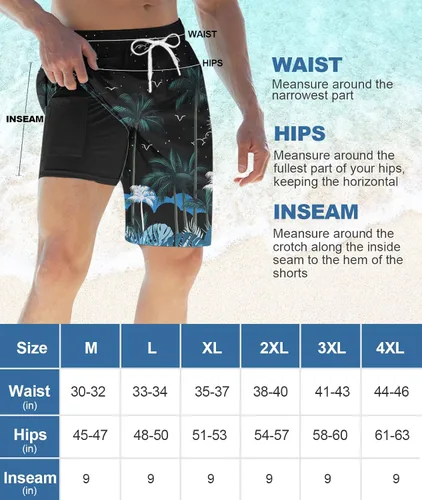 Vista 6 de UNICOMIDEA Bañador para hombre con forro de compresión de 9 pulgadas de largo