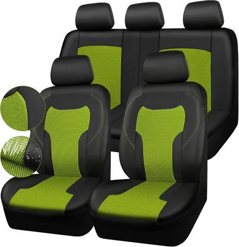 Vista 10 de CAR-GRAND Fundas de asiento de automóvil de cuero solo delanteras, fundas de asiento de malla de aire transpirable, protector de asiento universal