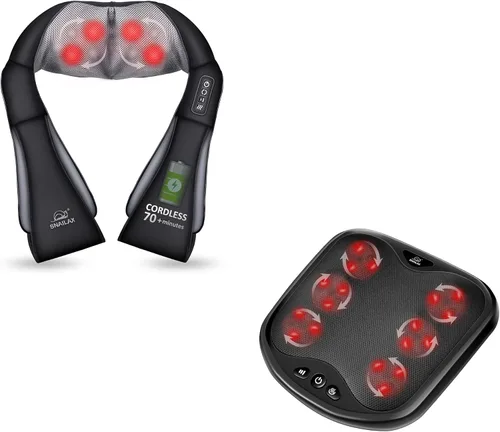 Snailax Shiatsu - Masajeador de pies con calor, cubierta lavable, masajeador de pies y espalda, cojín de asiento de masaje de espuma viscoelástica,