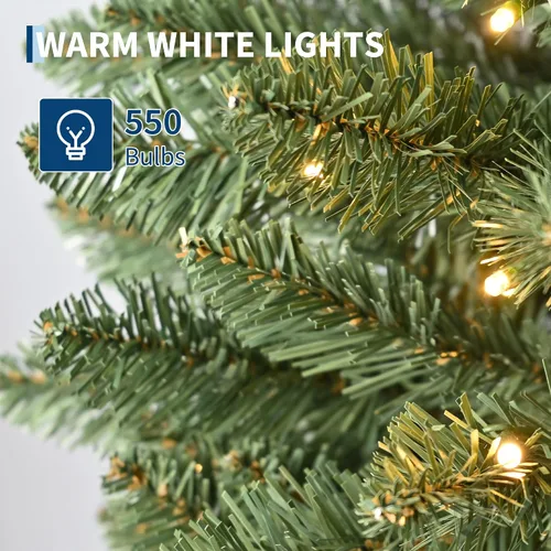 Vista 5 de Amyove Árbol de Navidad artificial preiluminado de 6 pies con 550 luces Verde