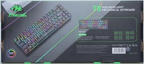Vista 10 de T8 - Teclado mecánico 60% para juegos, mini teclado TKL de diseño compacto de 68 teclas, retroiluminación RGB de 18 cromas, interruptor marrón