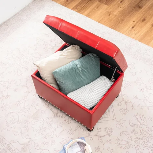 Vista 16 de Joveco Banco otomano de almacenamiento rectangular de tela, reposapiés, 24 pulgadas, moderno, copetudo, para dormitorio, asiento para entrada