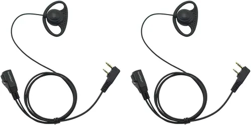 Auricular con clip en forma de D PTT con micrófono compatible con Retevis H-777 Kenwood PUXING Baofeng UV-5R BF-888S 666s 2 vías Radio (2 piezas)