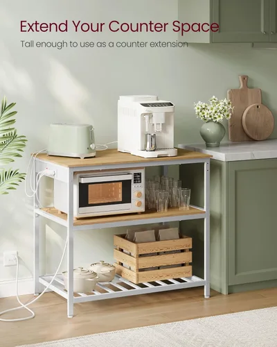 Vista 13 de VASAGLE Isla de cocina con 3 estantes, estante de cocina de 47.2 pulgadas con encimera grande, estructura de acero estable, industrial, fácil