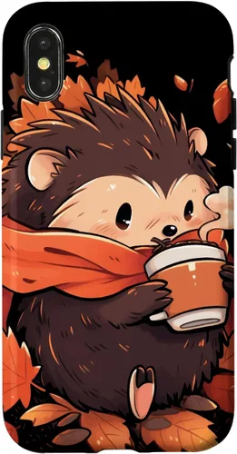 Vista 5 de Hedgehog Fall Autumn Leaves Pumpkin Spice Latte Kawaii Case for iPhone 17
