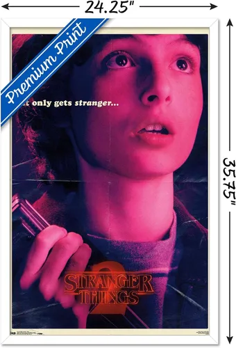 Vista 30 de Netflix Stranger Things: Temporada 2 - Póster de pared de Mike, 22.4 x 14.7 pulgadas, versión con marco de madera de Barnwood Versión enmarcada