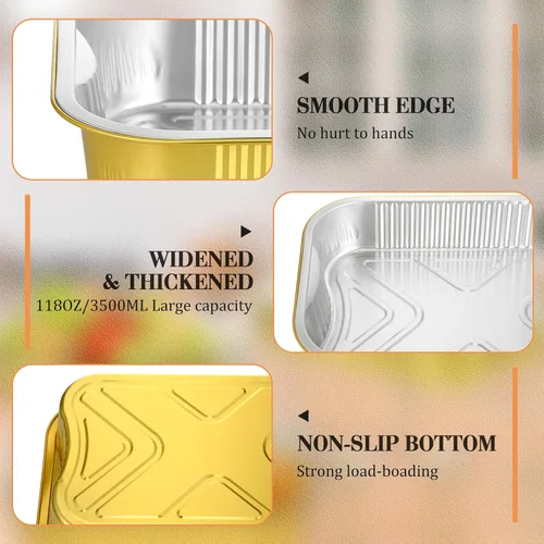 Vista 3 de Maxcheck 4 Juegos de Bandejas Calentadoras Desechables para Buffet, Juego de Chafing Dishes con Soportes de Alambre para Buffet, Kit de Soporte