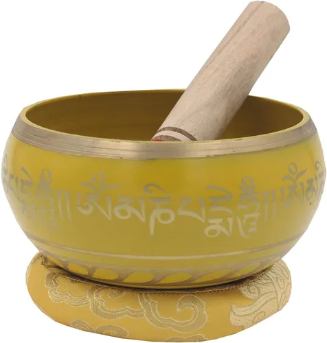 Vista 7 de DharmaObjects Juego completo de cuenco tibetano de meditación Om Mani Padme Hum (XL, verde)