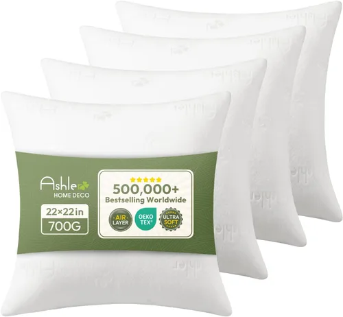Vista 22 de Ashler Home Deco Almohadas decorativas, 12 x 20 pulgadas, con capa de aire, almohadas prémium para cama y sofá, almohada decorativa para interiores