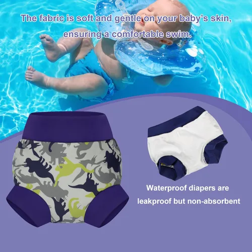 Vista 22 de BIG ELEPHANT Pañales de natación para bebé, 3 piezas, reutilizables, ajustables, lavables, impermeables, para niños y niñas, de 6 meses a 5 años