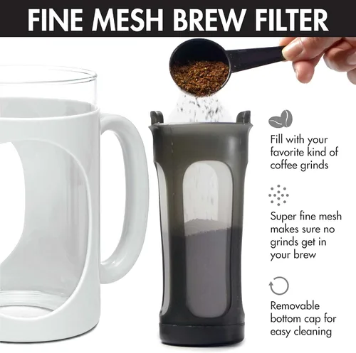 Vista 5 de Primula Burke Deluxe. Cafetera para café helado, con mango cómodo, jarra de vidrio duradera, filtro de malla extraíble, tamaño perfecto para 6