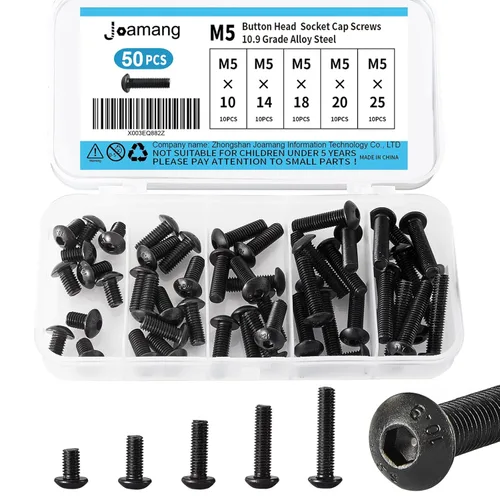 Vista 16 de Tornillos de cabeza de botón M5 x 8 mm, 12 mm, 16 mm, 20 mm, 25 mm, tornillos de cabeza de botón, acero de aleación de grado 10.9, acabado de óxido