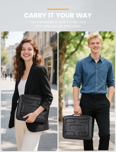 Vista 2 de DOMISO Funda para laptop de 13.3 pulgadas con asa, bolsa para computadora a prueba de golpes, funda protectora impermeable EVA para portátiles