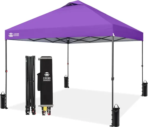 Vista 34 de CROWN SHADES Carpa Desplegable de 10x10 - Carpa de Exterior Instantánea con Bloqueo Central Patentado de Un Solo Empuje, Carpa de Playa con Bolsa