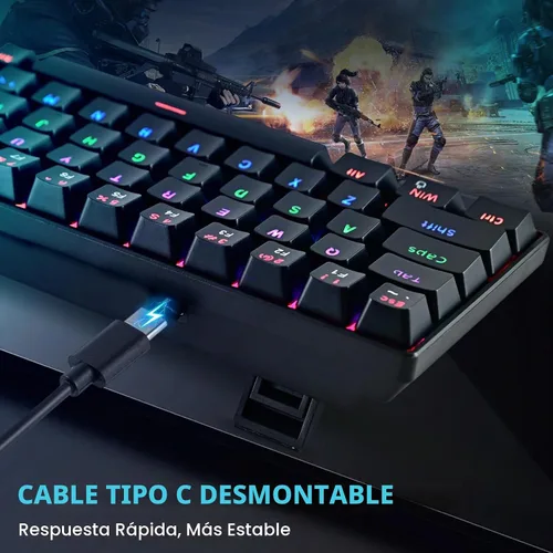 Vista 7 de RaceGT AZERTY - Teclado y mouse para juegos, teclado y mouse con cable, teclado retroiluminado ergonómico, teclado silencioso para PC con teclado