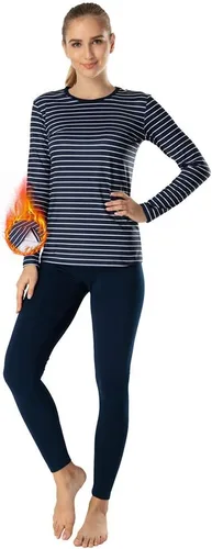 Vista 32 de MANCYFIT - Conjunto de ropa interior térmica para mujer, con forro polar, ultra suave Beige