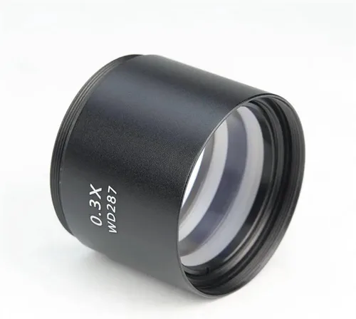 Vista 3 de Microscopio de laboratorio diapositivas microscopio lente auxiliar 0.3X/0.75X/1.5X objetivos auxiliares microscopio estéreo lente Barlow M48 rosca