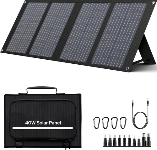 Vista 9 de Enginstar Panel Solar Portátil de 22W para Estación de Energía Cargador Solar para Generador Solar Panel Solar Plegable para Camping Viaje en RV