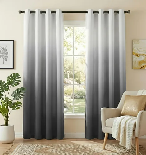 Vista 13 de NICETOWN 2 paneles de cortinas opacas degradadas para dormitorio, cortinas opacas degradadas para oscurecer la habitación, con aislamiento térmico
