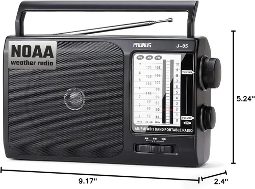 Vista 8 de PRUNUS J-05 AC Portátil AM FM WB Radio Negro