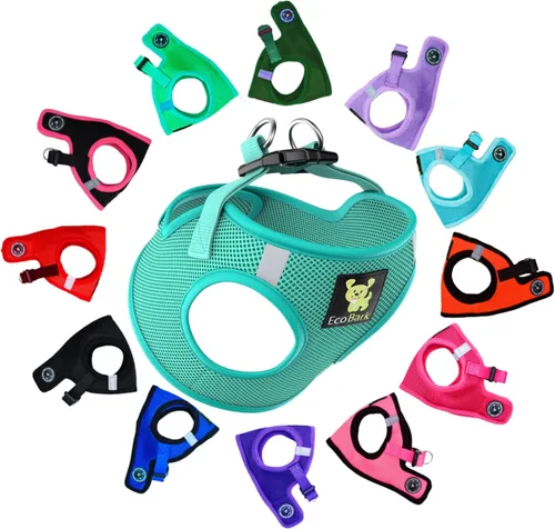 Vista 18 de EcoBark - Arnés para perro con entrada, arnés de malla lujoso y reflectante para perros XXS, XS, pequeños y medianos - Chaleco ajustable