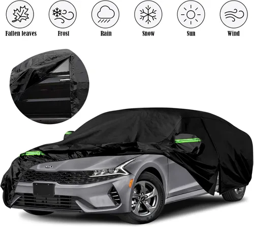 Vista 8 de Funda impermeable de repuesto para Kia K5 /Optima 2010-2025, 6 capas para todo tipo de clima, ajuste personalizado, con puerta con cremallera