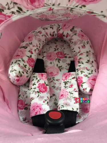 Vista 5 de Juego de 9 piezas de funda para asiento de coche infantil, cubierta para reposacabezas, sombrero, bufanda de enfermería, 25JE01