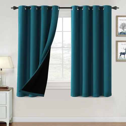 Vista 109 de H.VERSAILTEX Cortinas 100% de opacidad para dormitorio, con aislamiento térmico, cortinas opacas de 63 pulgadas de largo, cortinas de bloqueo