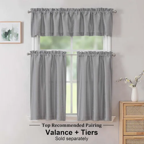 Vista 87 de Chyhomenyc Uptown - Cortinas negras de 24 pulgadas de largo, 2 paneles, cortinas cortas de seda sintética para oscurecer la habitación, cortinas