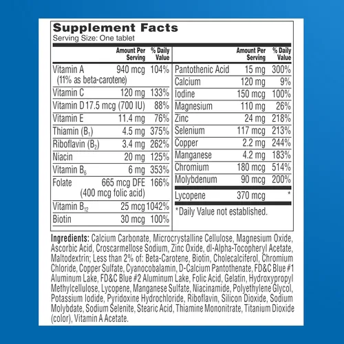 Vista 7 de One A Day Multivitamínico Healthy Advantage para hombres con vitaminas A, C, E, B6, B12, calcio y vitamina D, tableta, 200 unidades (paquete de 1)