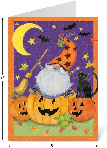 Vista 4 de Current Juego de tarjetas de felicitación de gnomos de Halloween © Susan Winget – Juego de 8 tarjetas grandes de 5 x 7 pulgadas, paquete variado