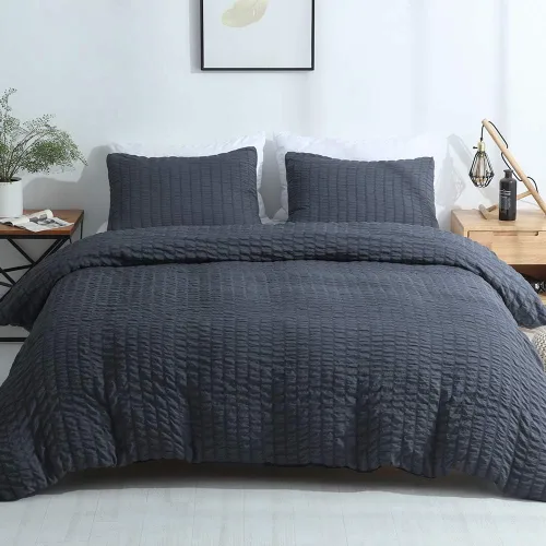 Vista 10 de AveLom - Juego de funda de edredón de 3 piezas, 1 funda de edredón y 2 fundas de almohada, microfibra milrayas suave, con cremallera y lazos en Beige