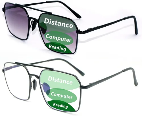 Vista 7 de Sehnsucht Computador para hombre progresivo cuadrado de las gafas de sol de lectura ninguna línea multifocus lector flexible bisagra
