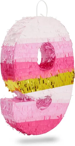 Vista 13 de BLUE PANDA Number Zero Pinata – Oro y rosa para niña de 10 cumpleaños – Caramelo y confeti rellenables para fiesta de cumpleaños 10 – Construcción