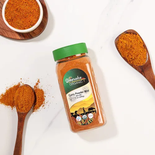Vista 3 de Dwaraka Organic - Polvo de curry suave, 7 oz, saludable, orgánico, no transgénico, todo natural