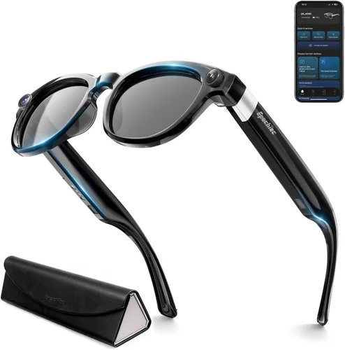 Vista 9 de Gafas de cámara de 8 MP, lentes inteligentes AI con traducción en tiempo real y análisis de objetos Grabación de video HD 1200P 4K, gafas de sol