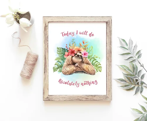 Vista 4 de Sloth Wall Decor Art Print - Unframed - 8x10 Perfect for Adding a Touch of Whimsy to Your Living Room, Bedroom, or Nursery Ideal Wall Decor for