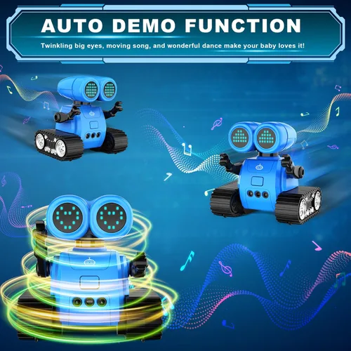Vista 3 de Hamourd - Robots de juguete para niños y niñas, robot emo con función de walkie-talkie, detección de gestos, cabeza y brazos flexibles, movimiento
