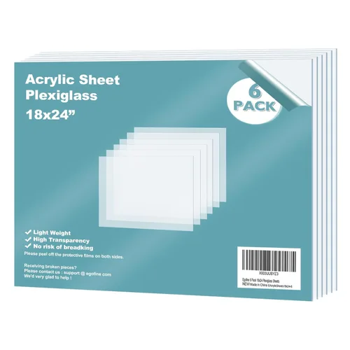Vista 78 de Egofine Láminas de Plexiglás Láminas de Acrílico Paquete de 12 de 8.5x11'' 0.04 de Grosor Plástico Transparente Fundido Cristal Plexi Transparente