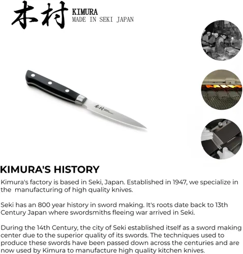 Vista 5 de Kimura Cuchillo de pelar, [fabricado en Japón], cuchillo de chef profesional de 3.5 pulgadas, cuchillos de cocina de acero inoxidable de molibdeno